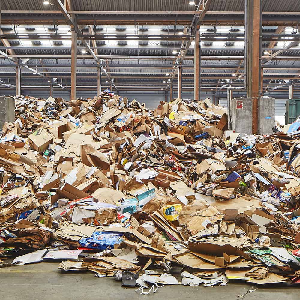 Used cardboard in a pile